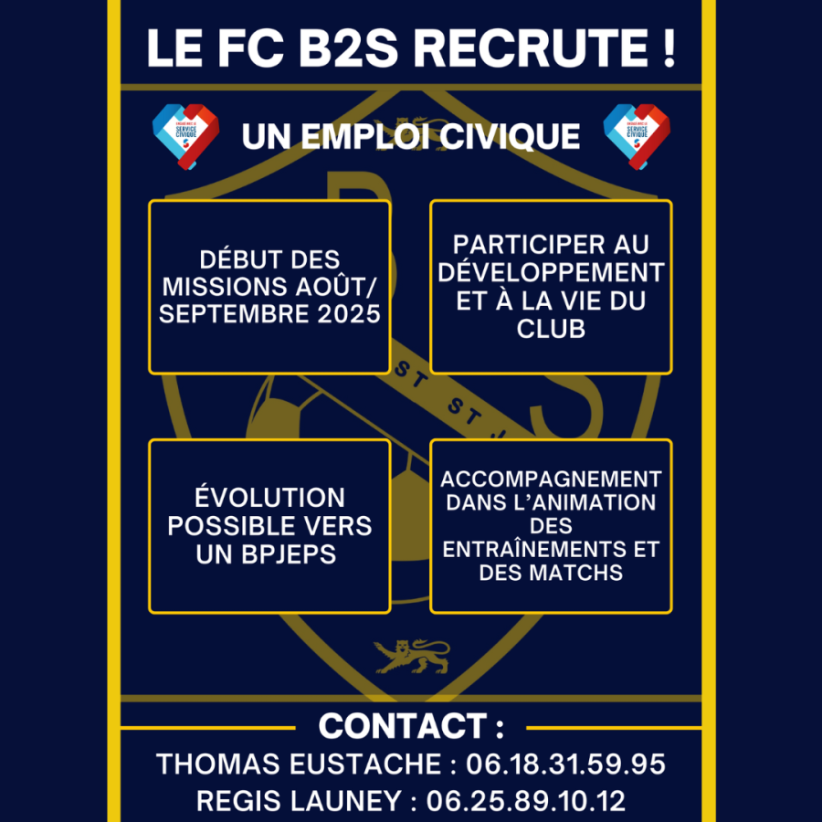 Le FC B2S RECRUTE EN SERVICE CIVIQUE ! 💛🖤