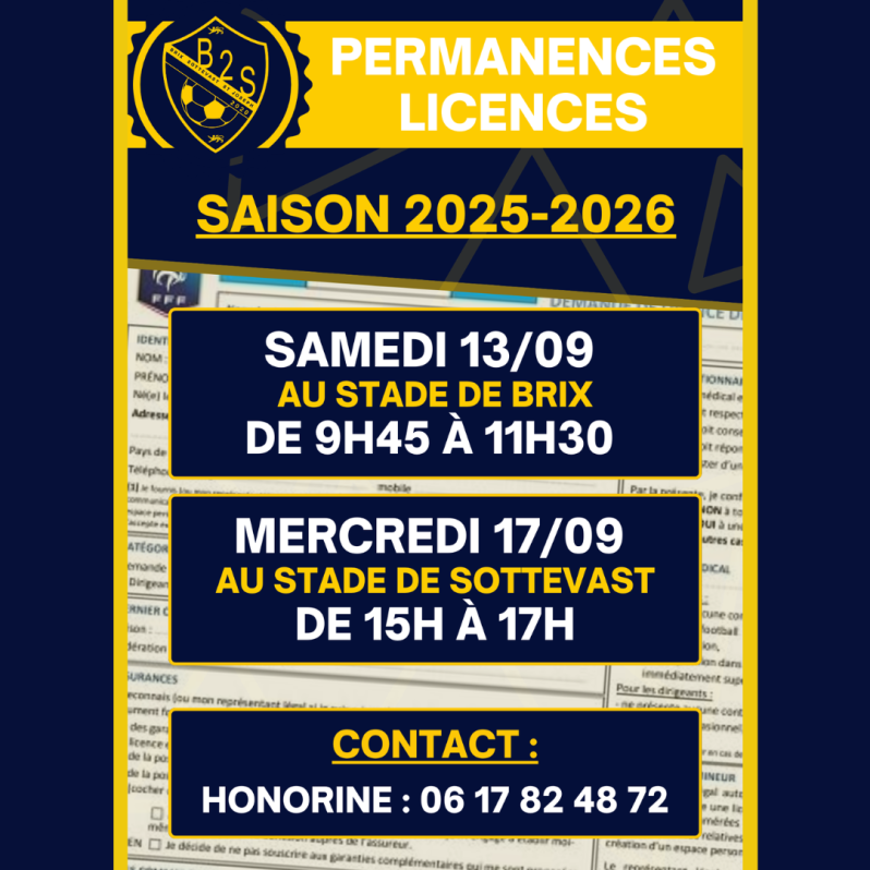 Permanences licences – Saison 2025/2026