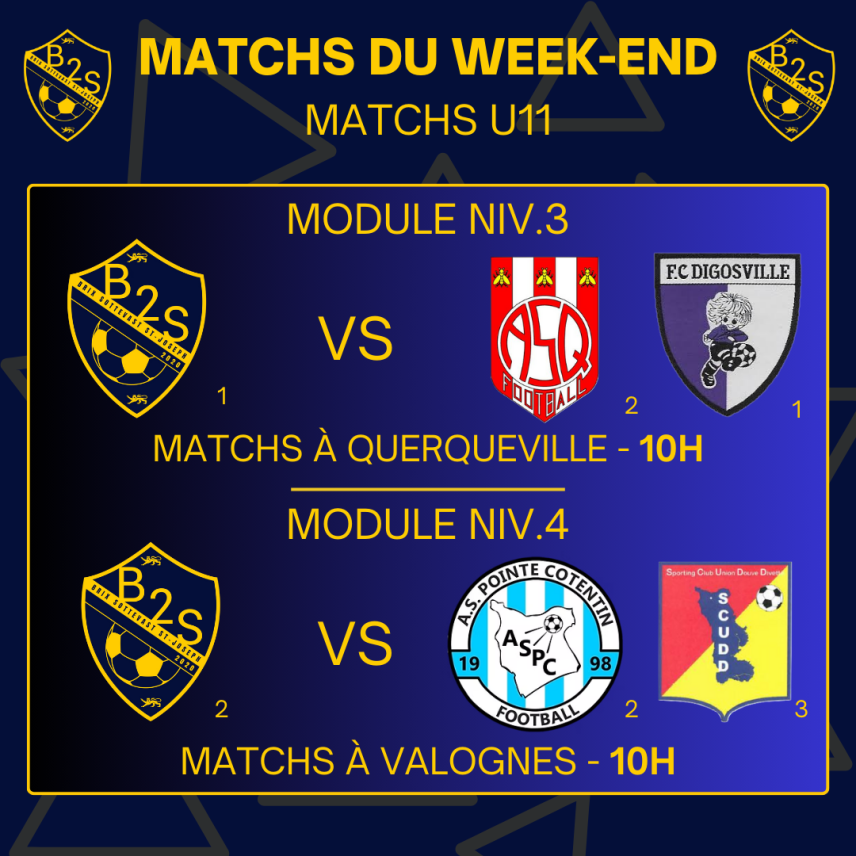 Les matchs du week-end pour nos jeunes (13 septembre)