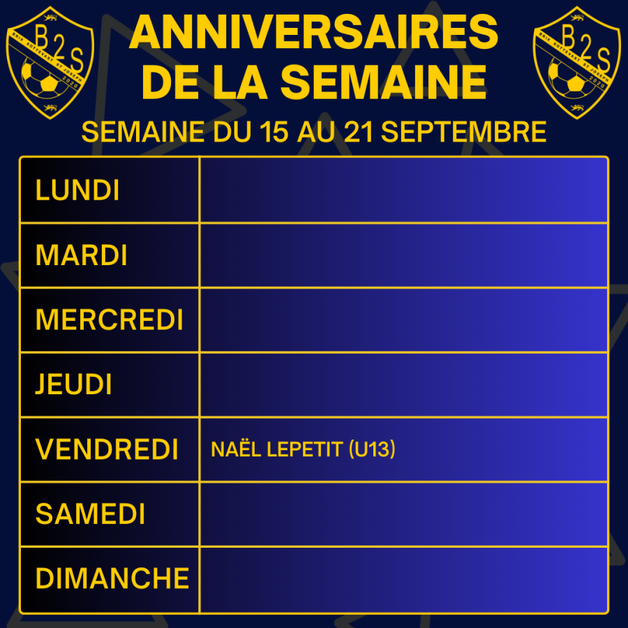 L'anniversaire de la semaine 💛🖤 (du 15 au 21 septembre)