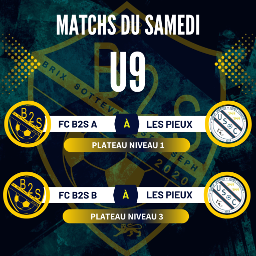 Les matchs de nos jeunes ce samedi 20/09