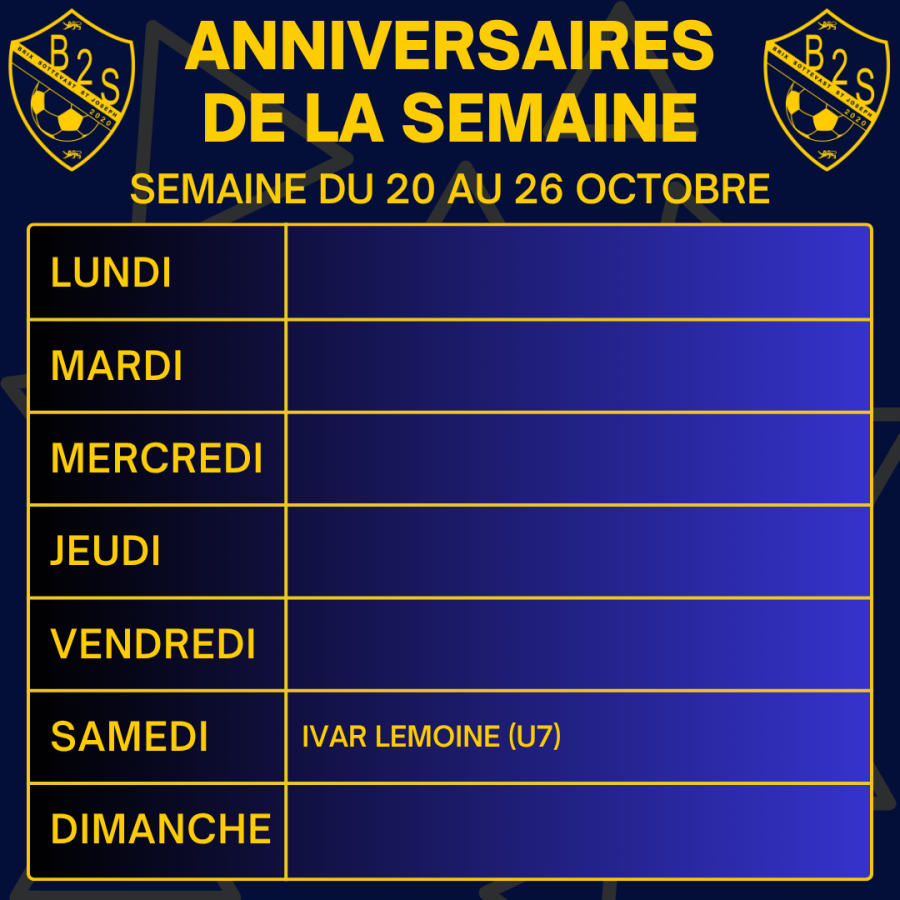 Les anniversaires de la semaine (du 20 au 26/10)